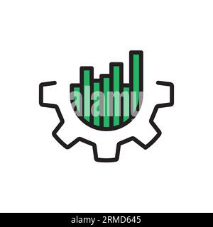 tech growth icon with linear gear with graph. linear style trend modern logotype graphic stroke art design web element isolated on white. concept of b Stock Vector