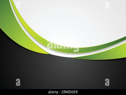 Green, grey and black abstract wavy corporate background. Vector design Stock Vector