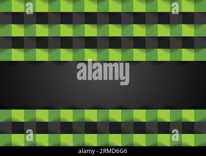Green black squares mosaic geometric technology background. Vector design Stock Vector
