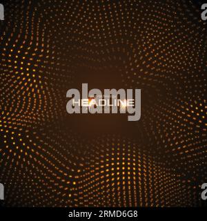 Abstract futuristic orange wavy dotted lines background. Vector design Stock Vector