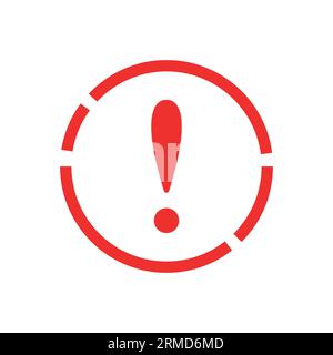 red simple exclamation point icon in round. concept of attention please badge or immediate pictogram. flat outline trend modern pop up logotype graphi Stock Vector