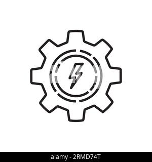 simple thin line gear with lightning black icon. stroke art style trend modern logotype graphic lineart web design isolated on white background. conce Stock Vector