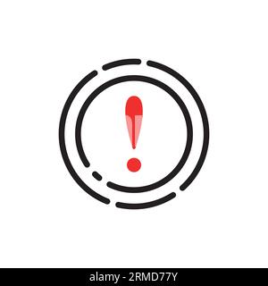 round icon with red exclamation point. flat linear style trend modern logotype graphic art website design element isolated on white. concept of attent Stock Vector