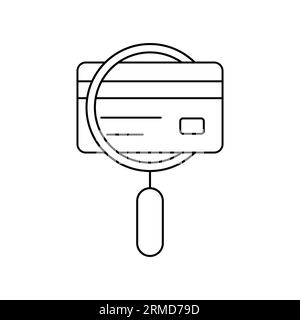 black thin line credit card on easy overview. simple outline modern finance inquiry logotype graphic design isolated on white. concept of banking risk Stock Vector