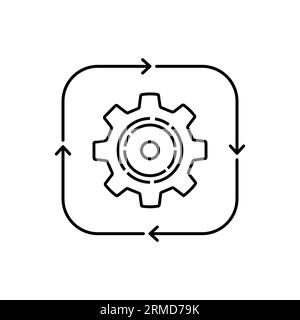 thin line cogwheel like easy operation process. outline trend modern simple recycle or execute logotype graphic design element isolated on white. conc Stock Vector