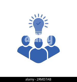 leadership innovation or expert insight icon. concept of aha moment skill or development service success. flat cartoon trend smart people meeting logo Stock Vector