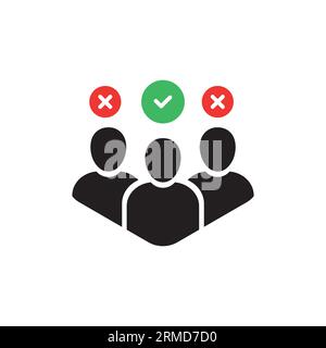 easy choosing best talent candidate for job. concept of chosen one for office work and ceo company or manager. linear flat stroke workforce crm logoty Stock Vector