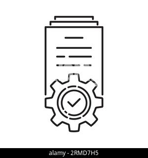 thin line doc like operational documentation. flat lineart style trend modern logotype graphic stroke art design isolated on white. concept of linear Stock Vector