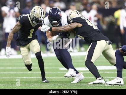 New Orleans Saints linebacker Nephi Sewell (45) drops in coverage during an  NFL preseason game against the Houston Texans on Saturday, August 13, 2022,  in Houston. (AP Photo/Matt Patterson Stock Photo - Alamy