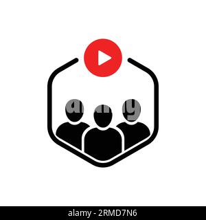 simple video conference or webinar icon. flat trend modern e-learning or tutor mobile app logotype design element isolated on white. concept of family Stock Vector