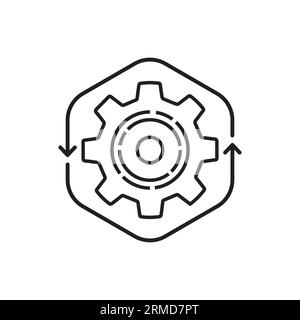 thin line operation easy process with gear wheel. linear flat style trend modern lineart simple logotype graphic stroke art design web element isolate Stock Vector