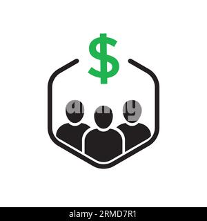 group of investors like business teamwork icon. flat line trend modern sponsor logotype graphic rich people design web element isolated on white. conc Stock Vector