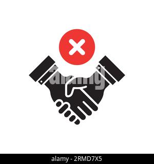 black handshake or shakehand icon like badly deal. flat style trend modern simple rule logotype graphic design isolated on white background. concept o Stock Vector