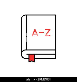 glossary or vocabulary linear book. flat stroke style trend modern lineart logotype graphic art design isolated on white background. concept of text t Stock Vector