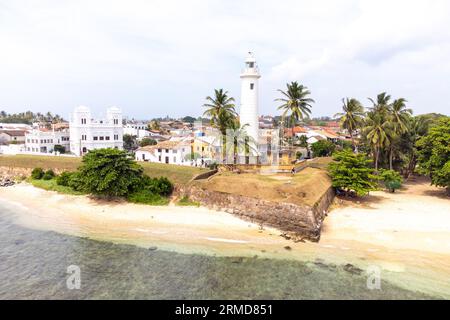 Aerial drone Photo of colonial Galle Fort at the ocean in Southern Sri Lanka Stock Photo