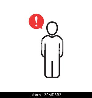 linear man figure like info support. concept of social media info or interrogation. stroke flat style trend modern assistance frequently asked questio Stock Vector