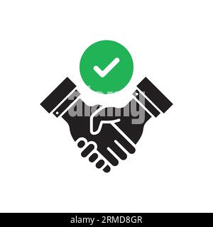 commitment with black handshake or shakehand icon. flat simple style trend modern big success logotype graphic design isolated on white background. co Stock Vector