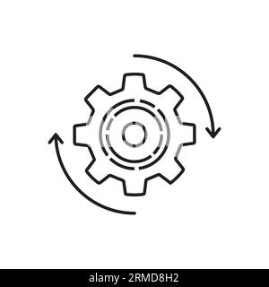thin line efficient process and operation icon. concept of integration and productivity and work flow. lineart trend modern simple implementation logo Stock Vector