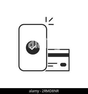 thin line easy contactless payment icon. concept of global marketing or e-commerce checkmark sign and paypass method without contact. flat trend moder Stock Vector