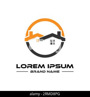 Real estate logo template and house building icon Stock Vector