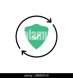 green shield with arrow like strong confidence icon. flat style trend modern simple guarantee logotype graphic design web element isolated on white. c Stock Vector