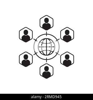 global business collaboration or community. simple trend net communication logotype graphic chart art design. concept of web career or freelance and p Stock Vector
