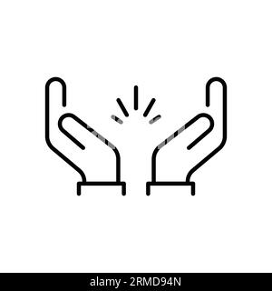 thin line prayer hands or applause. concept of clapping arms like command work and good evaluation or cool assessment. contour flat style minimal logo Stock Vector