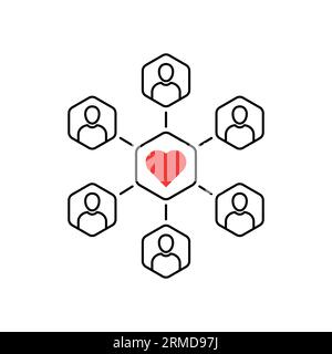 thin line customer retention or followers community. concept of good experience of use. flat linear trend modern simple retain logotype graphic stroke Stock Vector