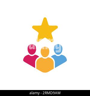 customer loyalty or retention icon with star. concept of positive testimonial for great effective business. flat style trend modern membership logotyp Stock Vector