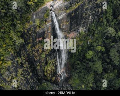 Aerial Photo of Diyaluma falls Waterfall in jungle of Ella Sri Lanka ...