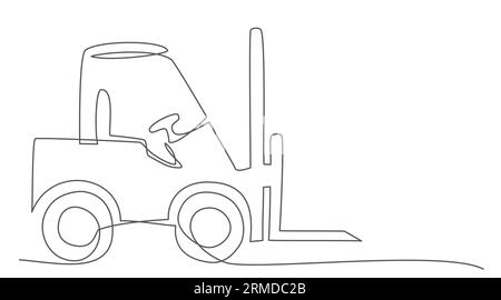 Forklift One line drawing isolated on white background Stock Vector