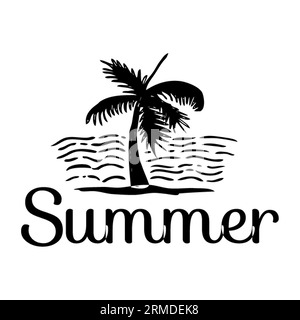 Summer typography t-shirt design, tee print, t-shirt design, lettering t shirt design, Silhouette t shirt design, art, black, calligraphy, lettering, Stock Vector