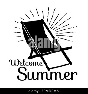 Welcome Summer vector design typography t-shirt design, tee print, t-shirt design, lettering t shirt design, Silhouette t shirt design, art, black, ca Stock Vector