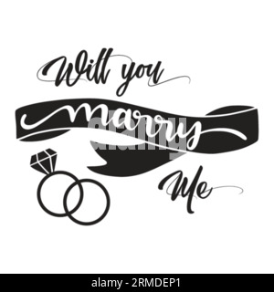 Will you marry me typography t-shirt design, tee print, t-shirt design, lettering t shirt design, Silhouette t shirt design, art, black, calligraphy, Stock Vector