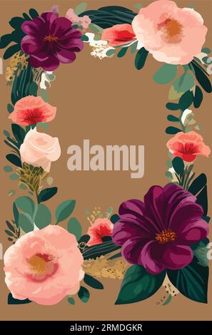 floral frame invitation card design vector Stock Vector