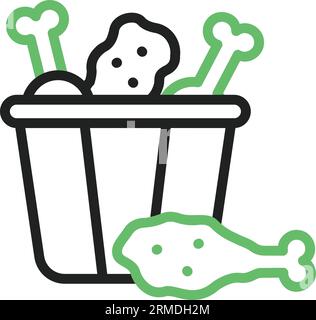 Chicken Piece Bucket Icon Image. Stock Vector