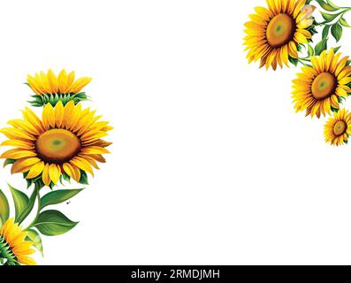 Sunflower border frame background. Sunflower template invitation ...