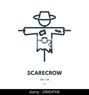 Scarecrow Icon. Jackstraw, Field, Scary. Editable Stroke. Simple Vector Icon Stock Vector