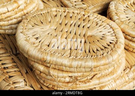 cattail mat, Chinese rural traditional seats, closeup of photo Stock Photo