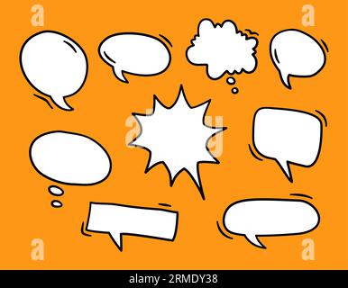 bubble chats collection vector, bubbles with white color and hand drawn style, It's perfect for your design Stock Vector