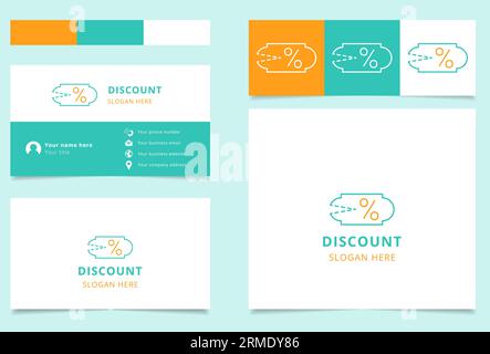 Discount logo design with editable slogan. Branding book and business card template. Stock Vector