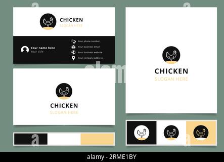 Chicken logo design with editable slogan. Branding book and business card template. Stock Vector