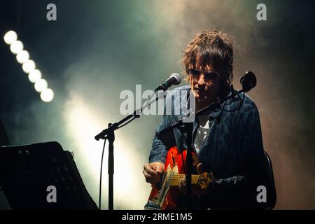 Jason Pierce (J Spaceman) of space rock band Spiritualized playing at Green Man Festival in Wales, UK, August 2023. Photo: Rob Watkins Stock Photo