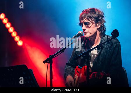 Jason Pierce (J Spaceman) of space rock band Spiritualized playing at Green Man Festival in Wales, UK, August 2023. Photo: Rob Watkins Stock Photo