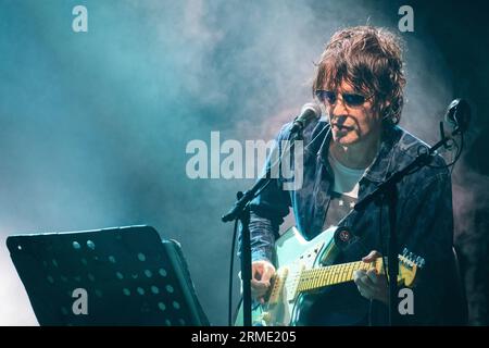 Jason Pierce (J Spaceman) of space rock band Spiritualized playing at Green Man Festival in Wales, UK, August 2023. Photo: Rob Watkins Stock Photo