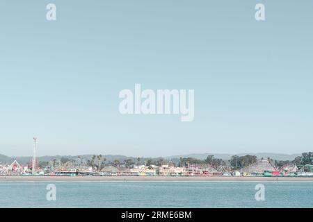 A landscape of Santa Cruz Beach Boardwalk and amusement park Stock Photo