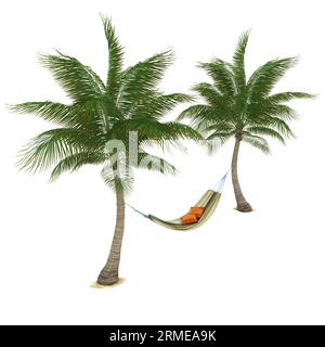 Hammock and Palm Tree Isolated Stock Photo