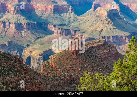 Grand Canyon National Park in Arizona, USA. Panoramic showing the Grand Canyon. Aerial view of the Grand Canyon, Arizona. Grand Canyon Arizona sunset landscape clouds. Stock Photo
