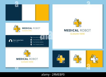 Medical robot logo design with editable slogan. Branding book and business card template. Stock Vector