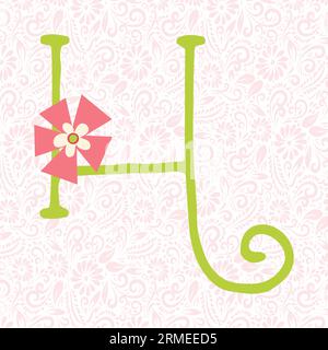 Alphabet Letter H, Alphabet Letter Design, Alphabet Letter illustration, Latter Art, lettering illustration, Alphabet Vector, Font Vector Stock Vector